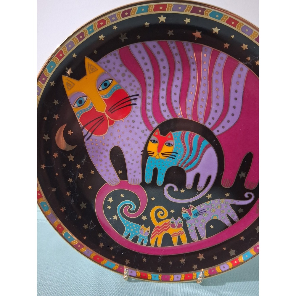 Laurel Burch Feline Family Franklin Mint Limited Edition Porcelain Plate 1995